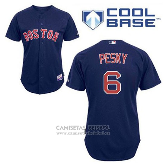 Camiseta Beisbol Hombre Boston Red Sox 6 Johnny Pesky Azul Alterno Cool Base